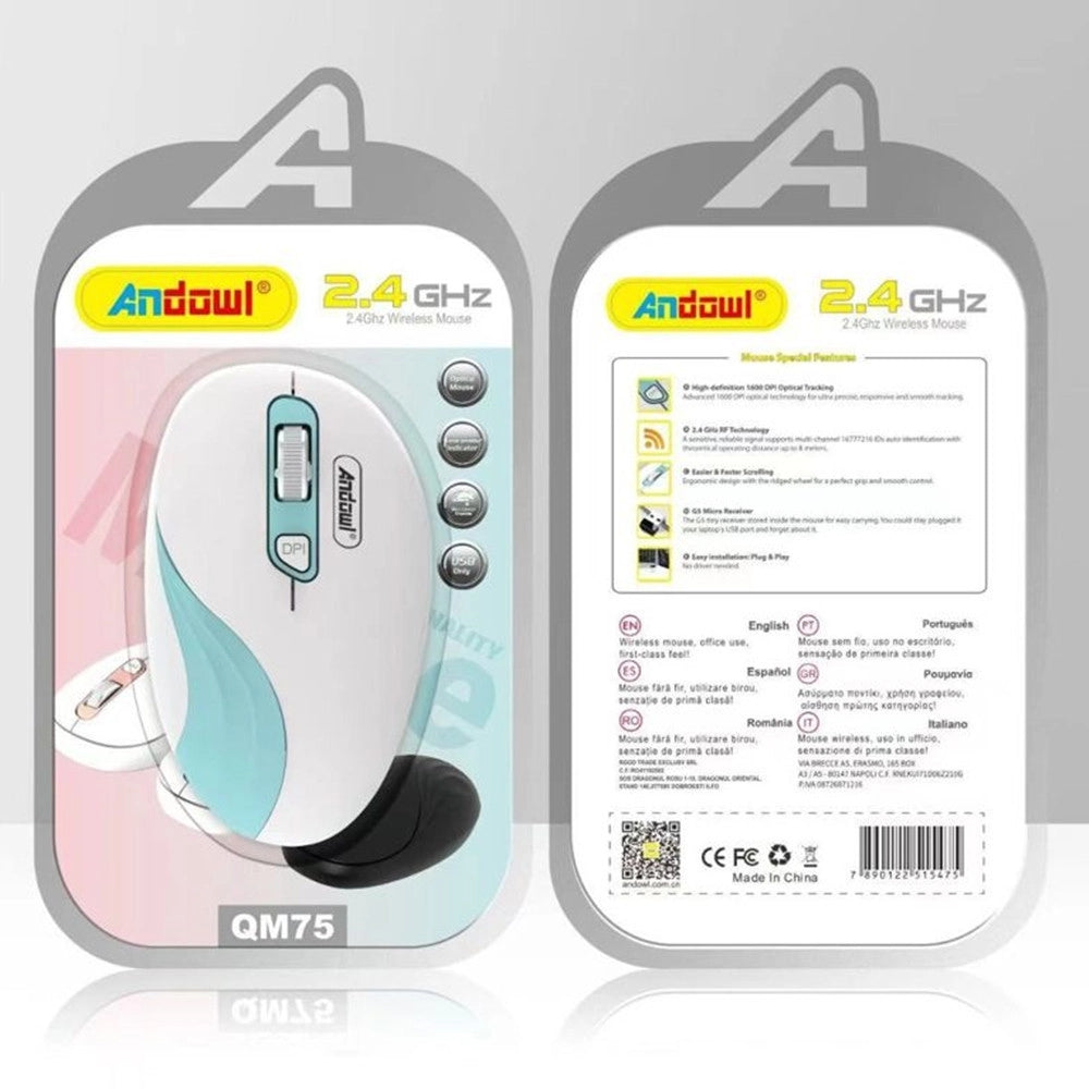 Trade Shop - Mouse Wireless A 2,4 Ghz Ricevitore Usb Design Ergonomico Per Computer Ufficio Qm75 -