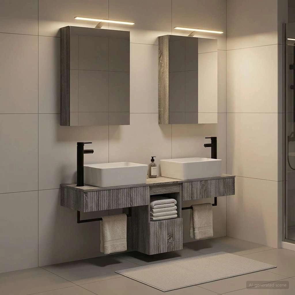 Set di Armadi da Bagno 5 pz Sonoma grigio Legno ingegnerizzato 3406316