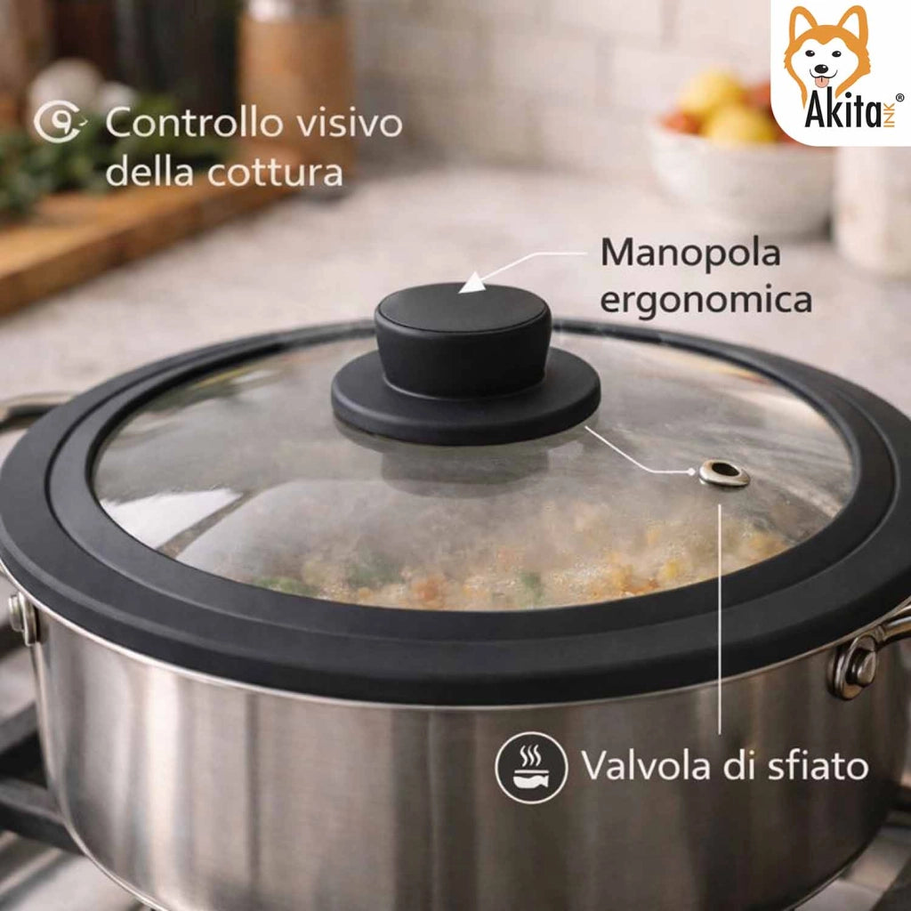 Akitaink Coperchio Vetro Silicone 16 18 20 cm