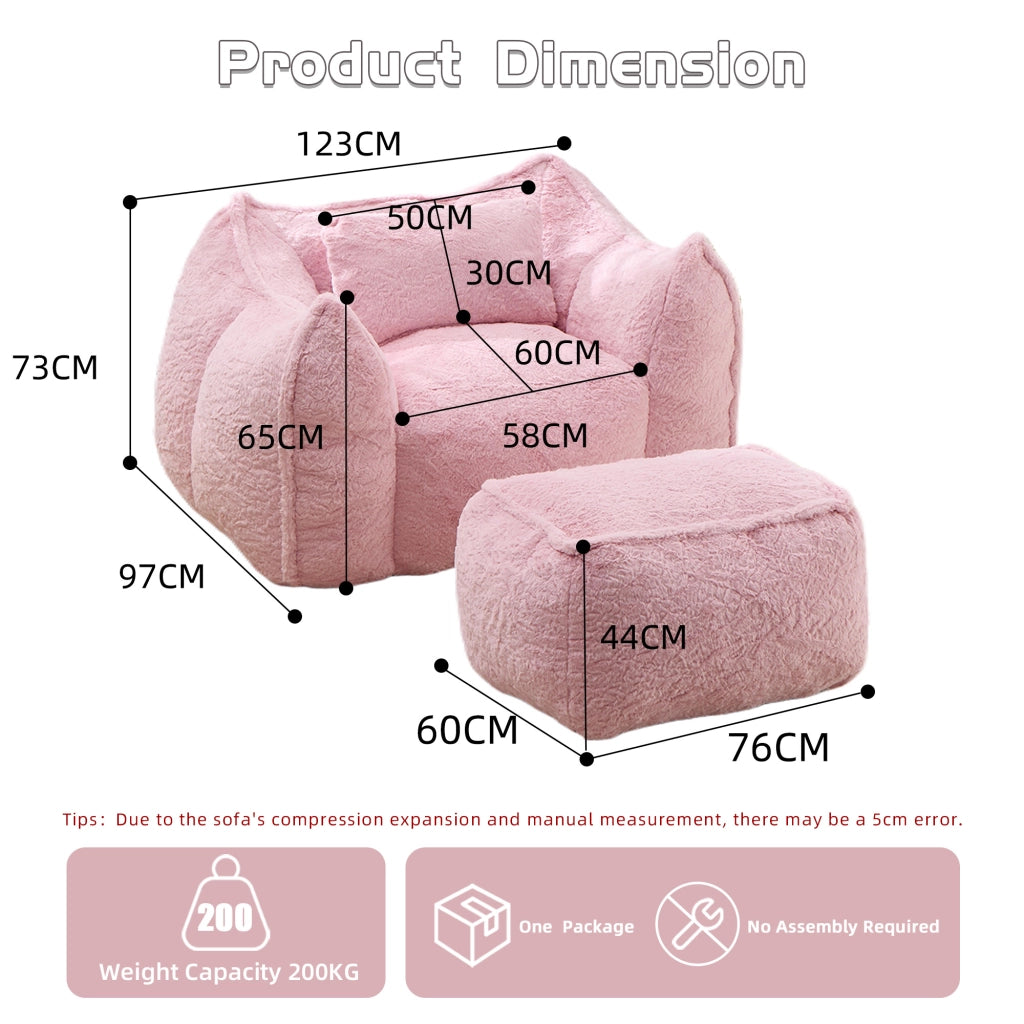 Puff finto pelo con cuscino e pouf ¨C Minimal ¨C rosa