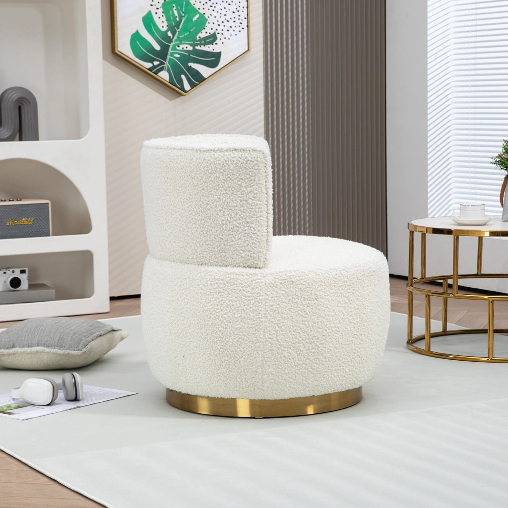 Poltrona Girevole 360¡ã in Velluto ¨C MINIMAL ¨C Bianco, Design Moderno per Soggiorno e Camera