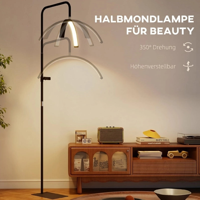 LAMPADA a Pavimento a Mezzaluna 36 W Nera, Altezza 136-186 cm