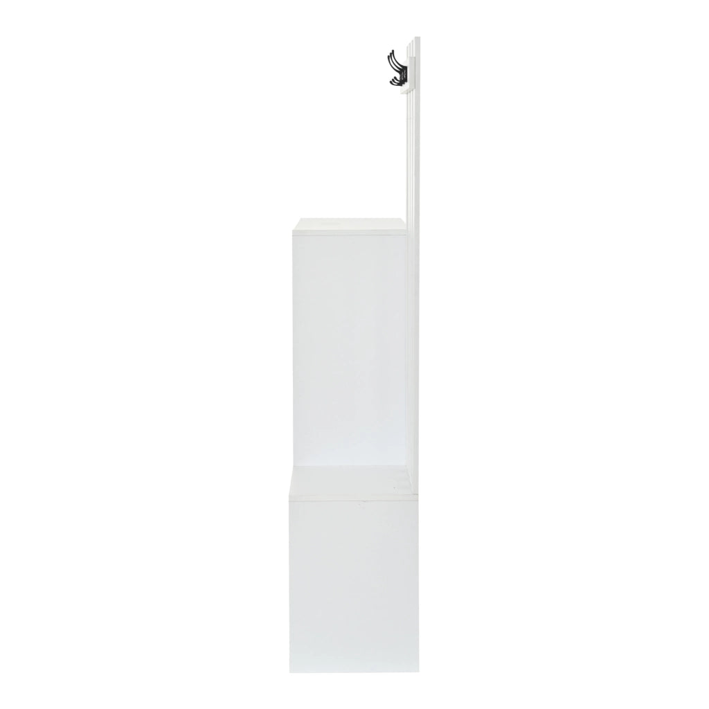Set di mobili da ingresso con scarpiera a ribalta; panca e appendiabiti in MDF bianco 160 × 35 × 160 cm