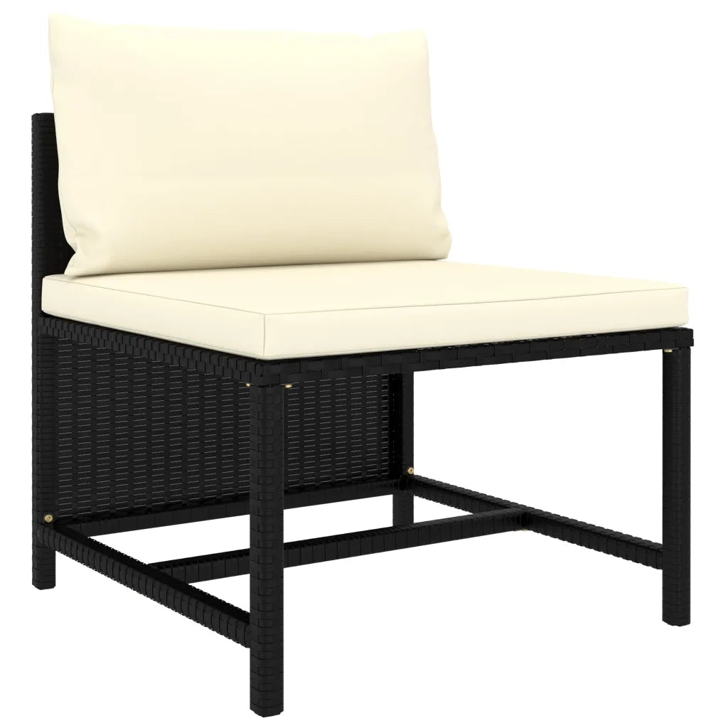 Set Divani da Giardino 5 pz con Cuscini in Polyrattan Nero 3059779