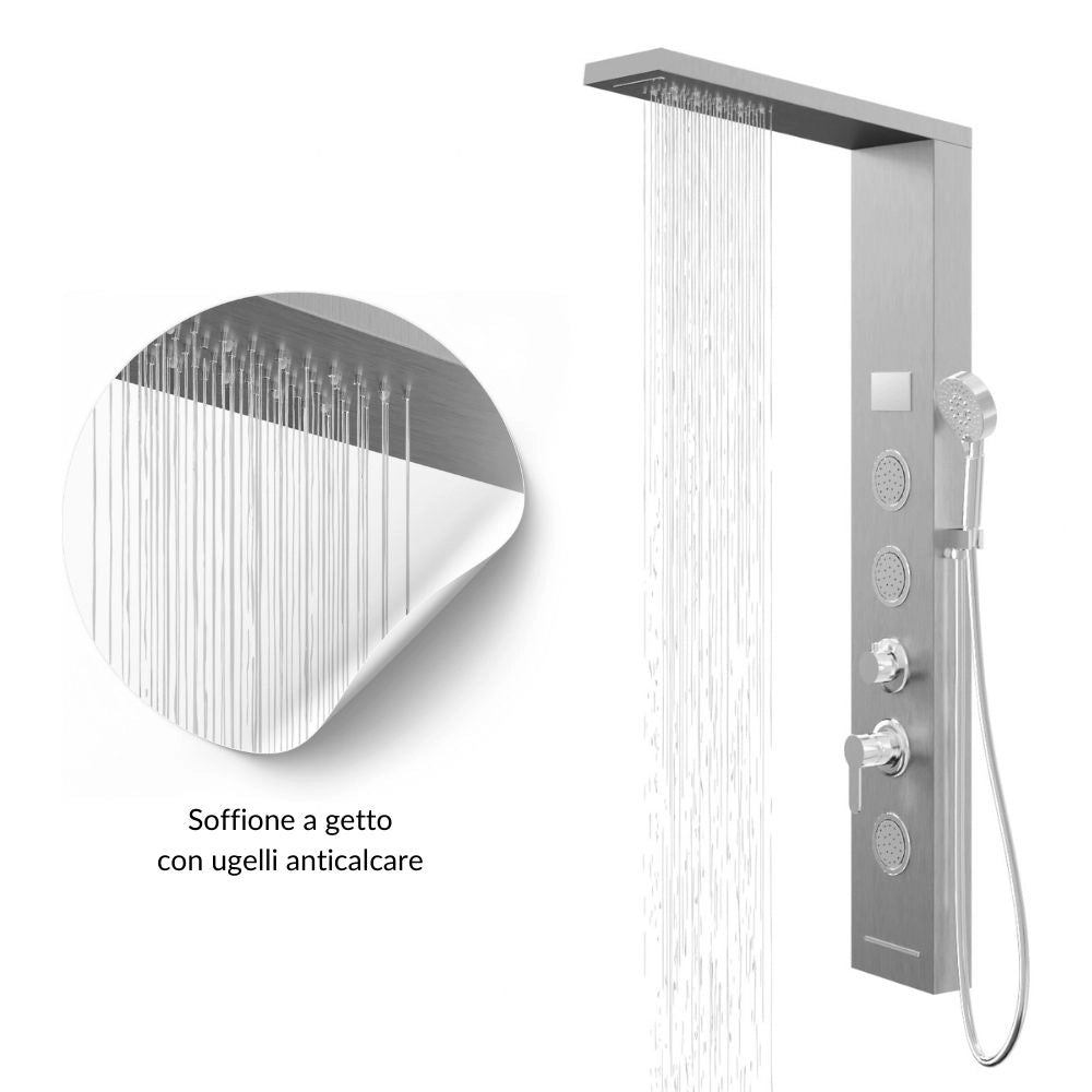 Colonna doccia shine acciaio 4 funzioni luce led display temperatura 2 finiture *** finitura- cromo spazzolato, confe...