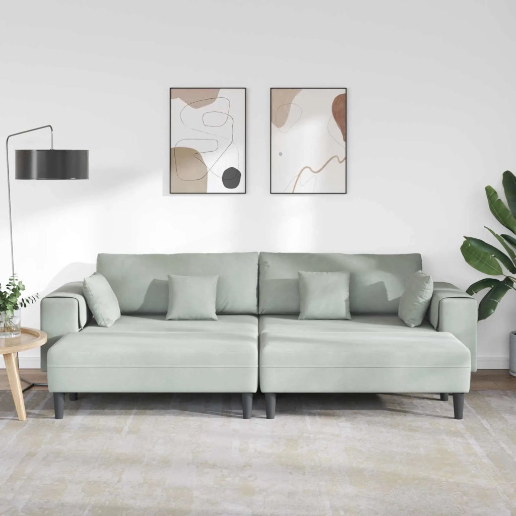 Divano 3 pcs Grigio chiaro 250 x 188 x 76 cm Velluto 3335172
