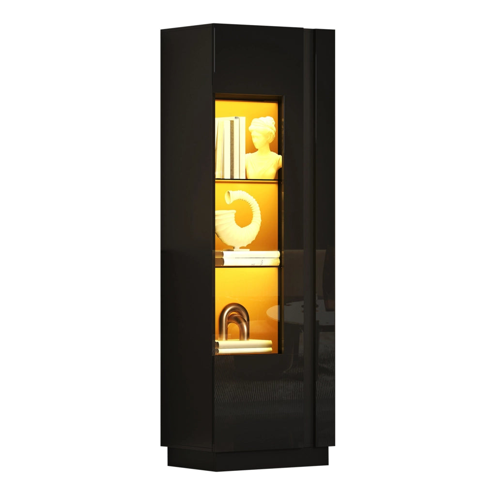 Vetrina alta 60x40x180 cm nera con anta in acrilico; LED controllabili tramite app