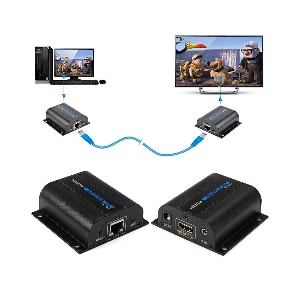 Trade Shop - Ricevitore Trasmettitore Hdmi Extender Cat6 Cat 6 Tx Rx Convertitore Video Hd -