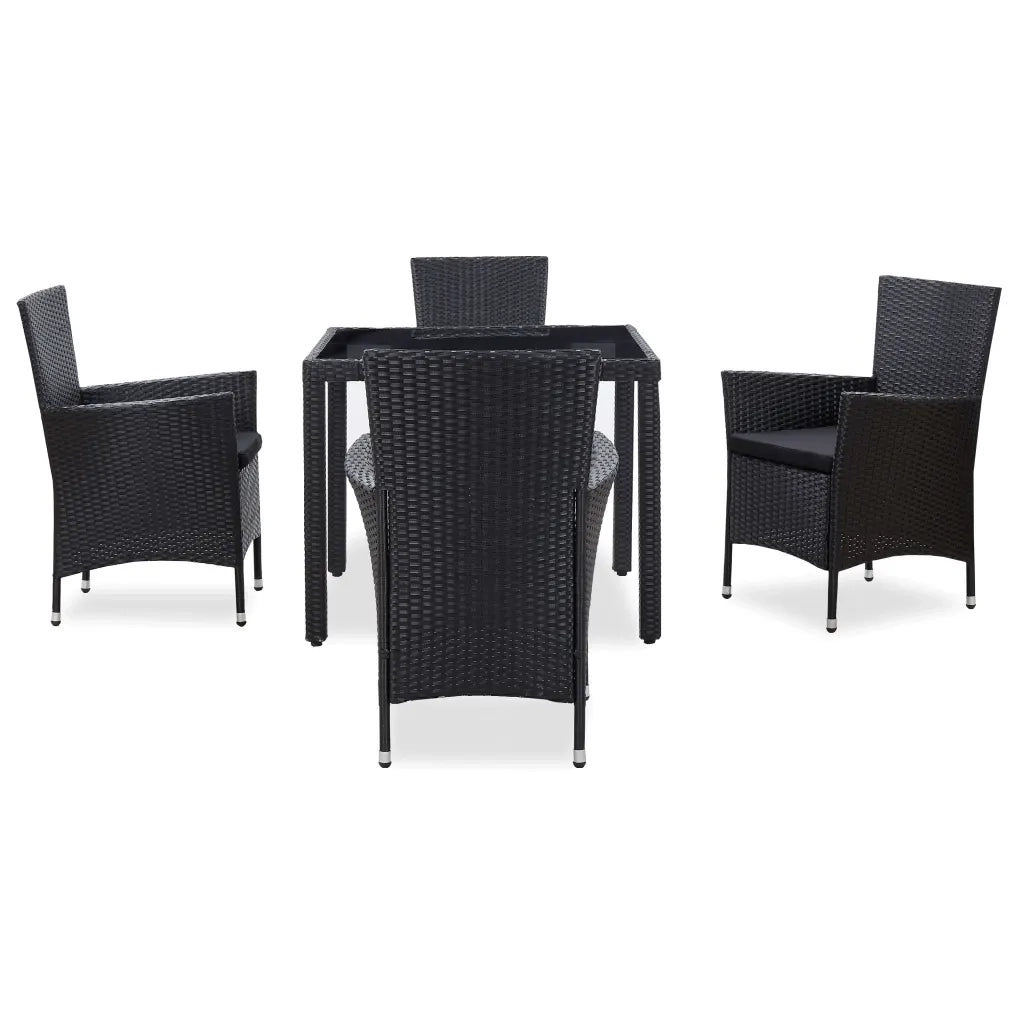 Set da Pranzo da Giardino 5 pz in Polyrattan Nero 45978