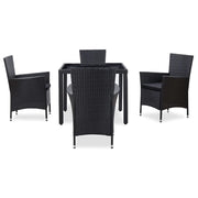 Set da Pranzo da Giardino 5 pz in Polyrattan Nero 45978