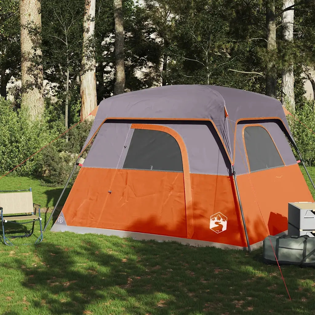 Tenda da Campeggio a Cabina 4 Persone-Tenda per Escursionismo Arancione Impermeabile