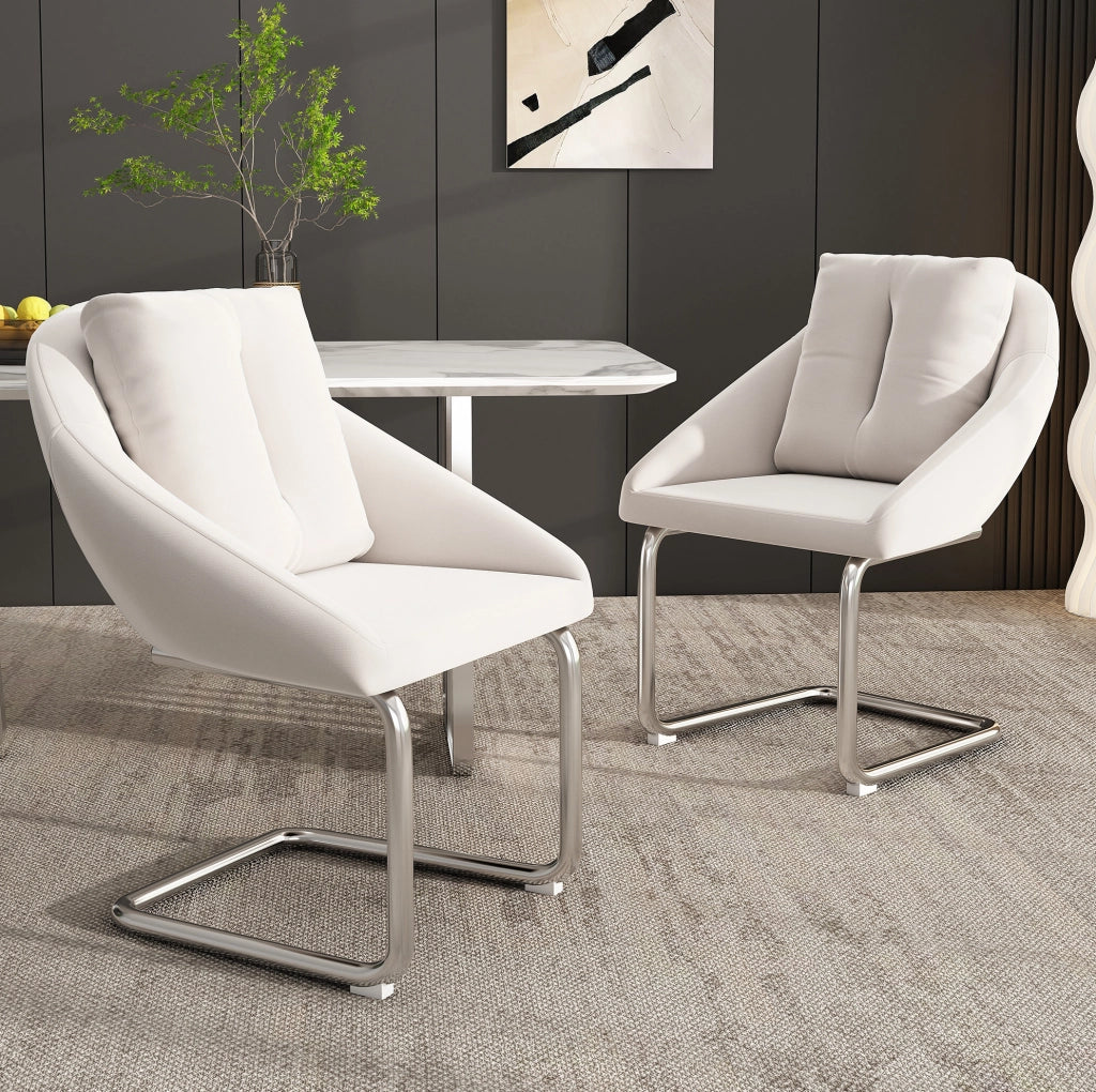 Sedie imbottite beige in velluto, confezione da 4 con struttura in metallo per uso quotidiano