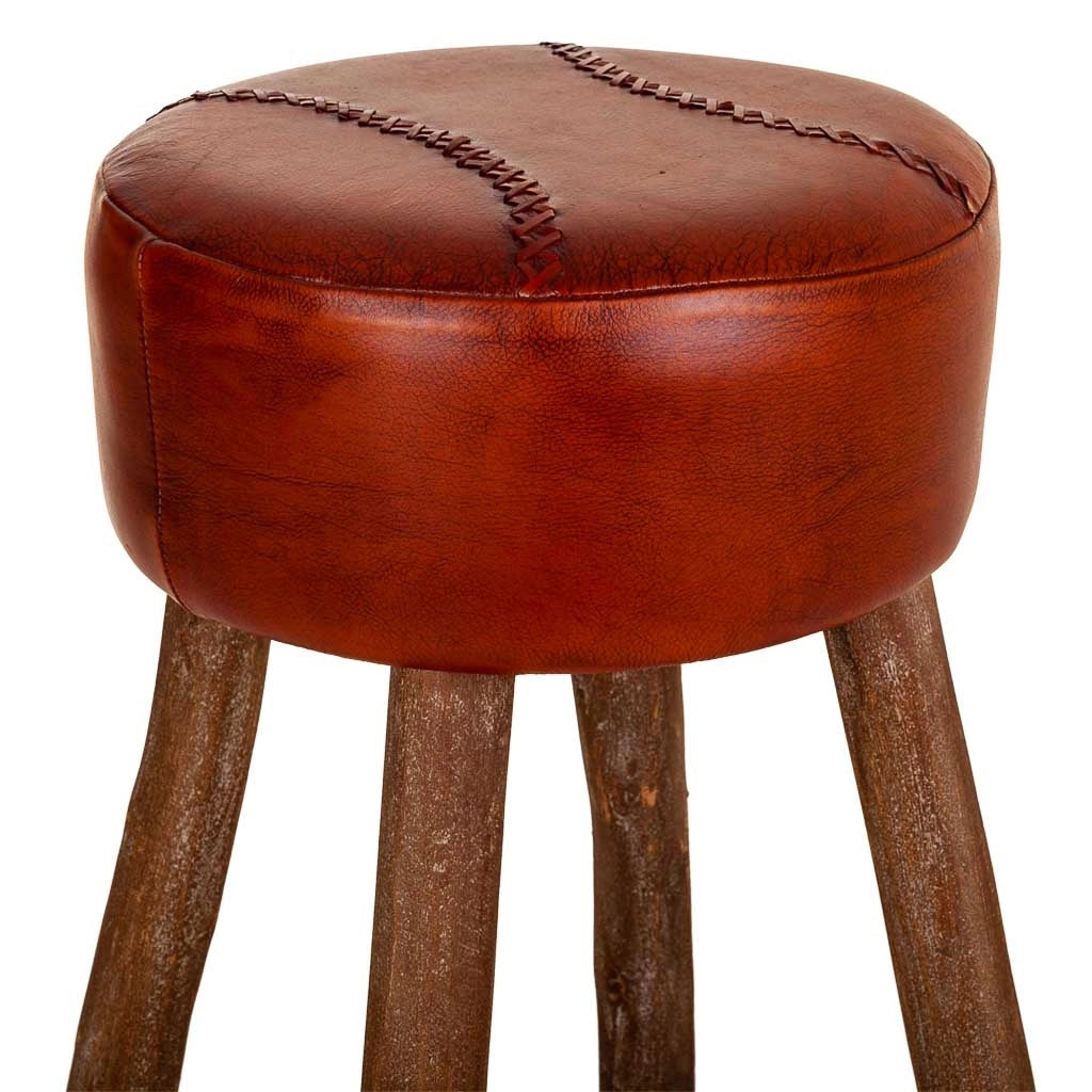 Sgabello in pelle rossa 41x41x78h