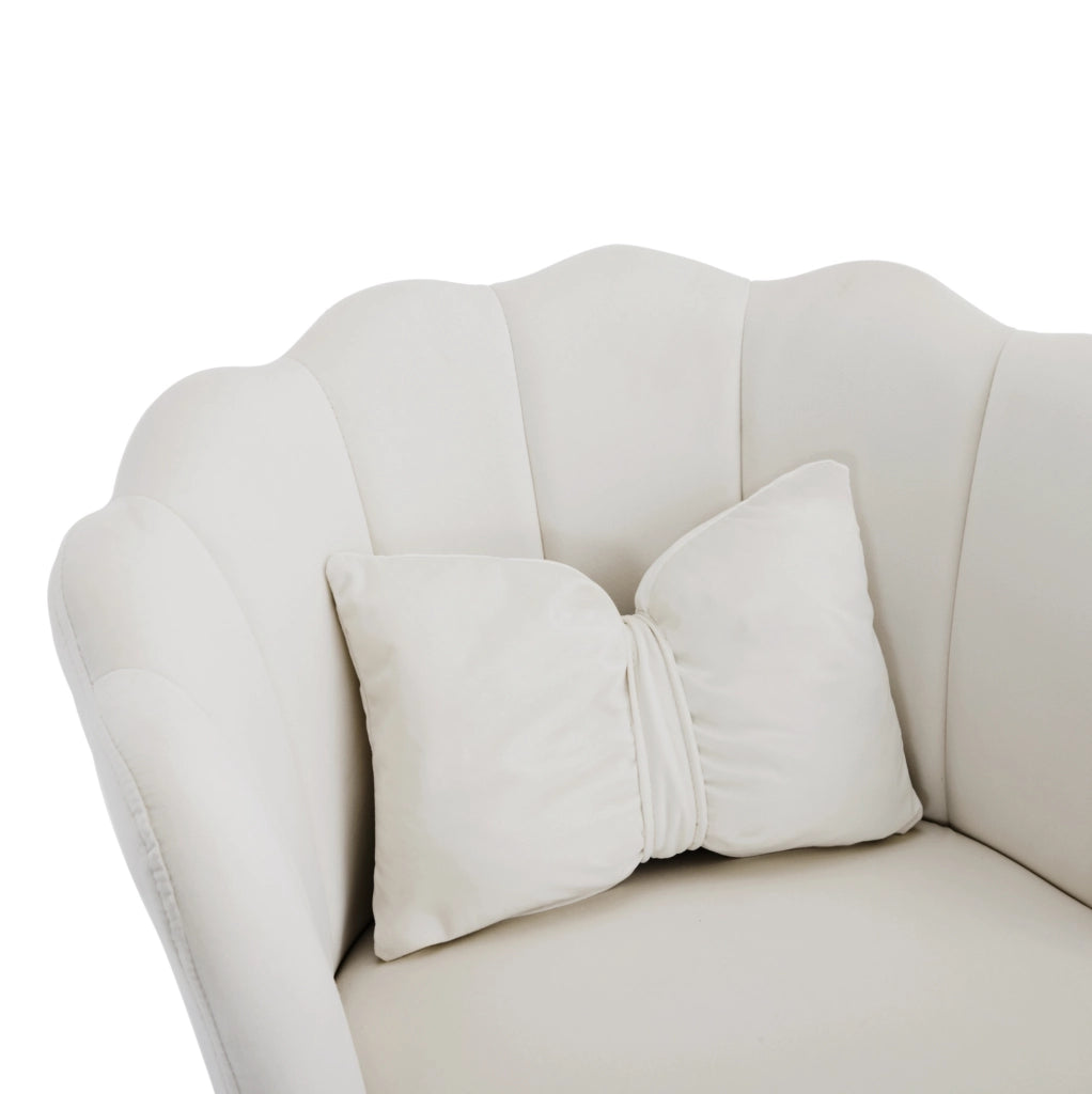 Set di 6 Sedie Moderne in Velluto con Schienale a Forma di Fiore e Gambe in Metallo Dorato per Soggiorno e Camera da Letto