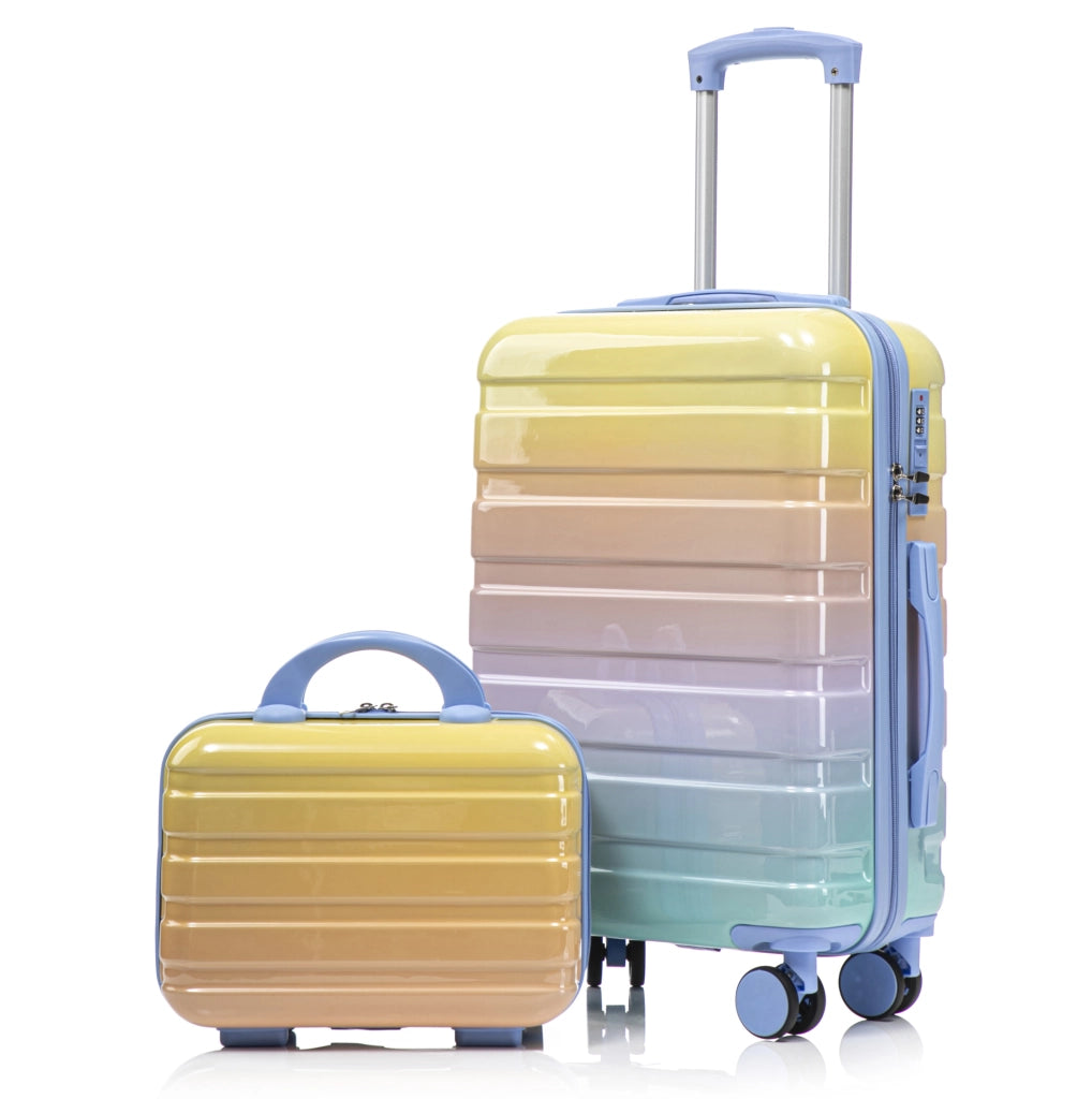 Set trolley cabina 20” 36×21×55 cm in PC giallo con beauty case