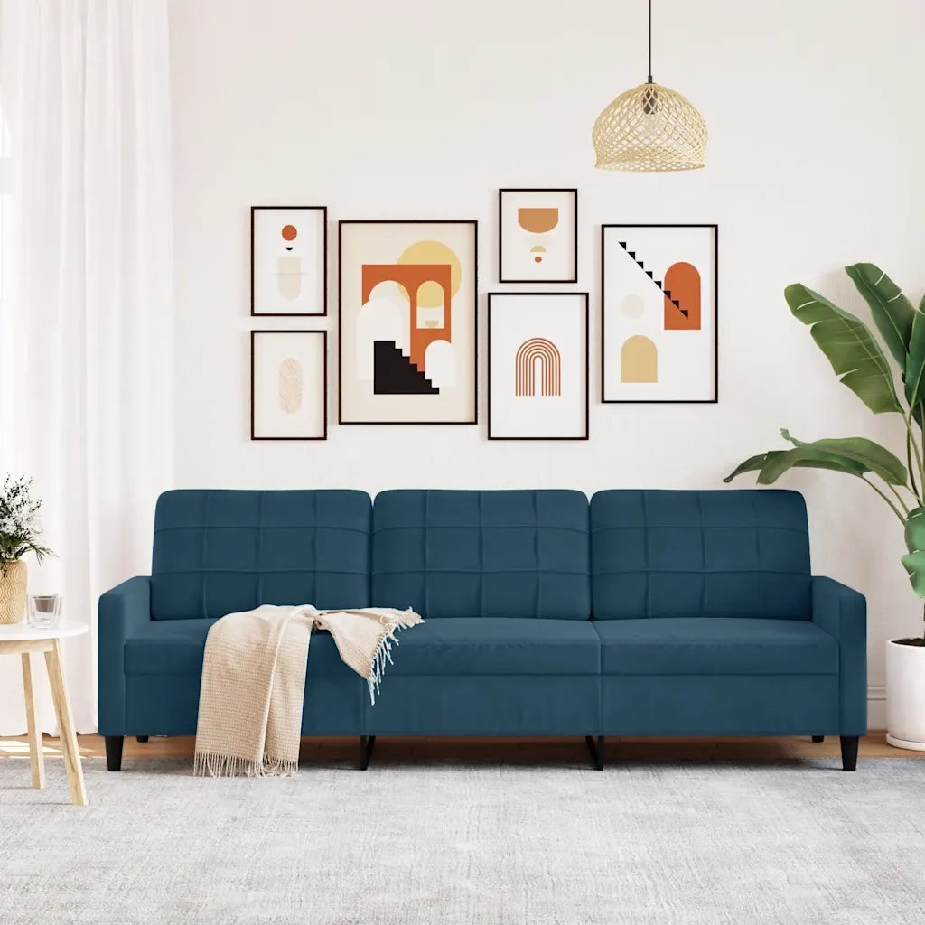 Divano a 3 Posti Blu 210 cm in Velluto 4007653