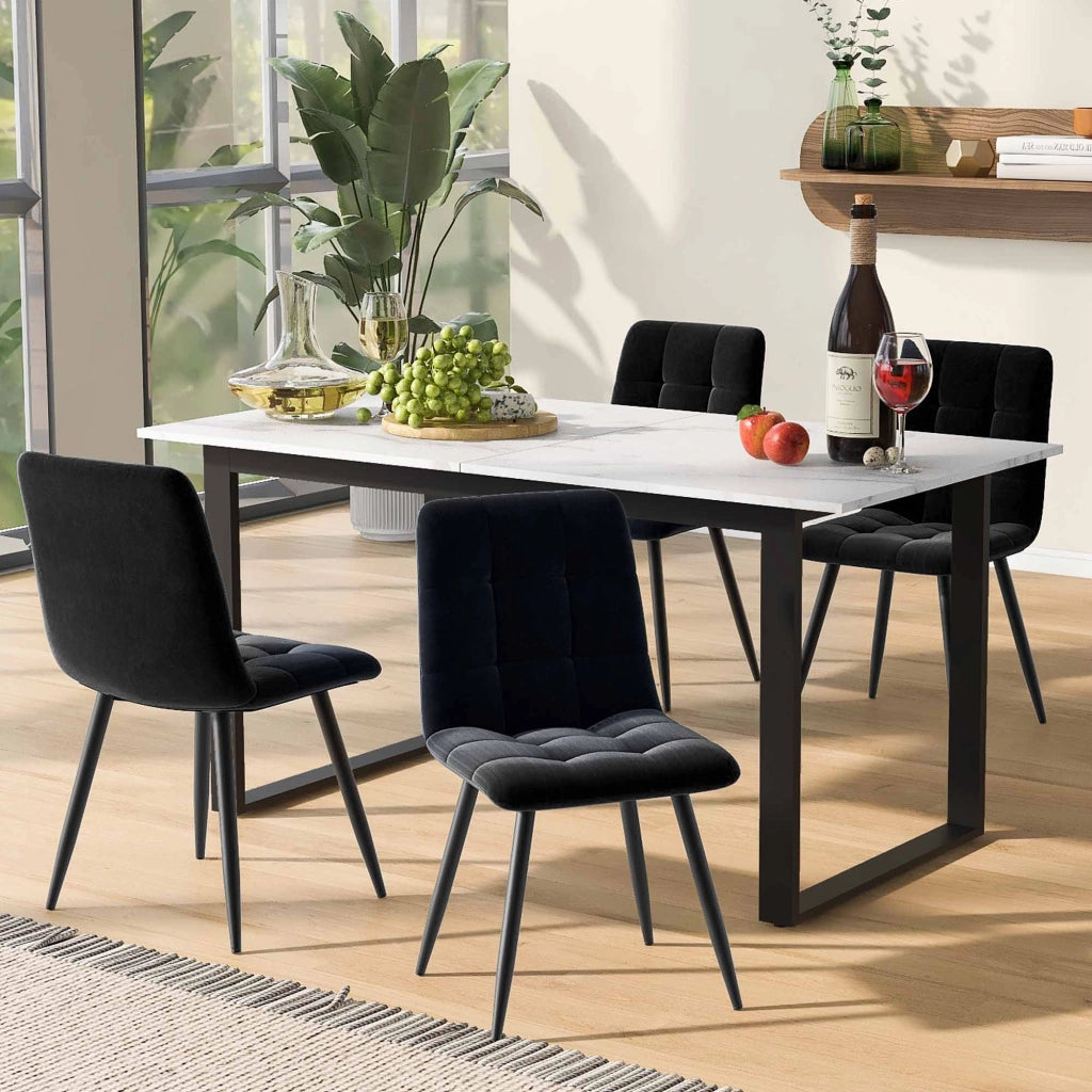 TAVOLO Allungabile 140/180x80x75 cm MDF Bianco effetto marmo
