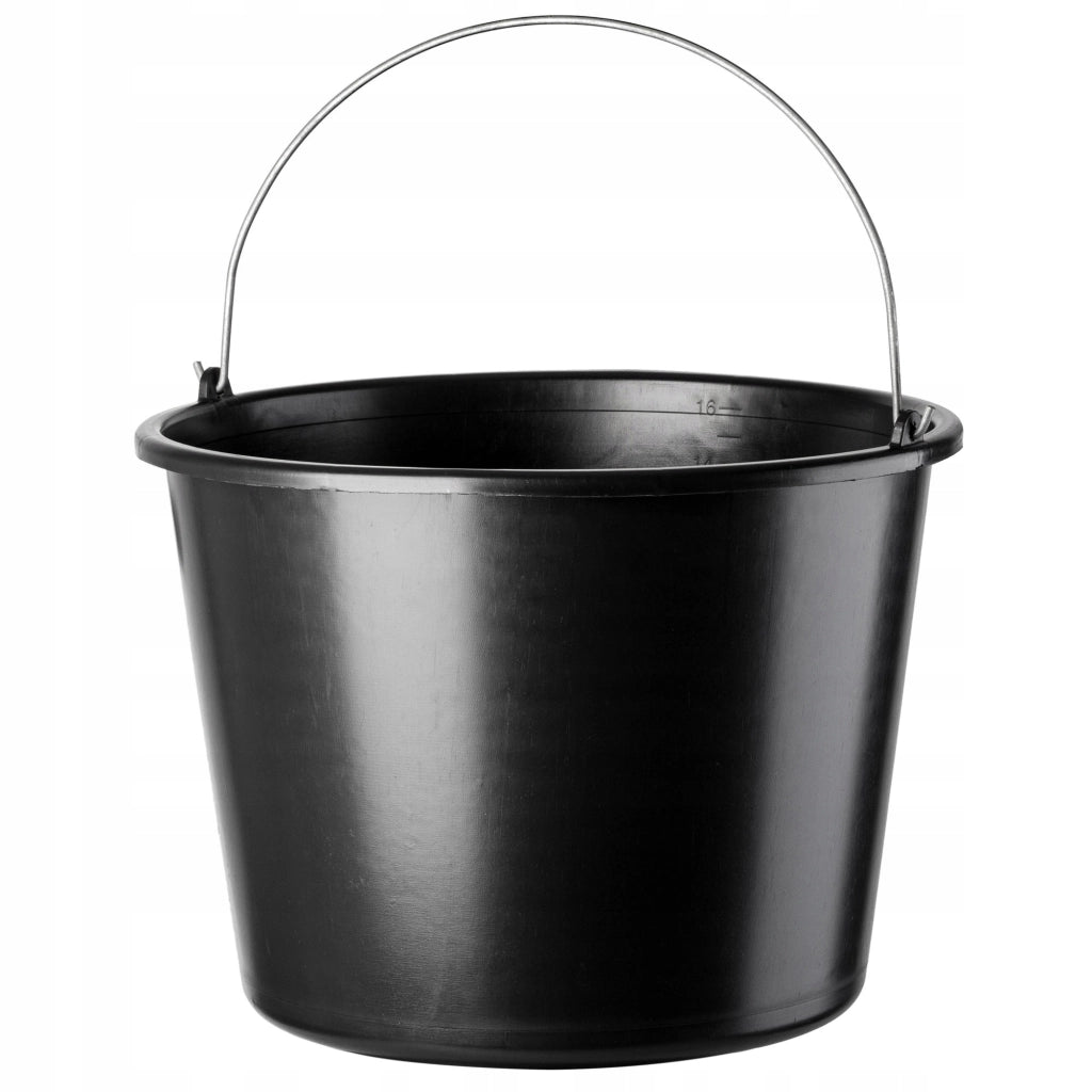 Secchio da costruzione KADAX 16L in plastica per uso domestico, giardinaggio, resistente, malta nera