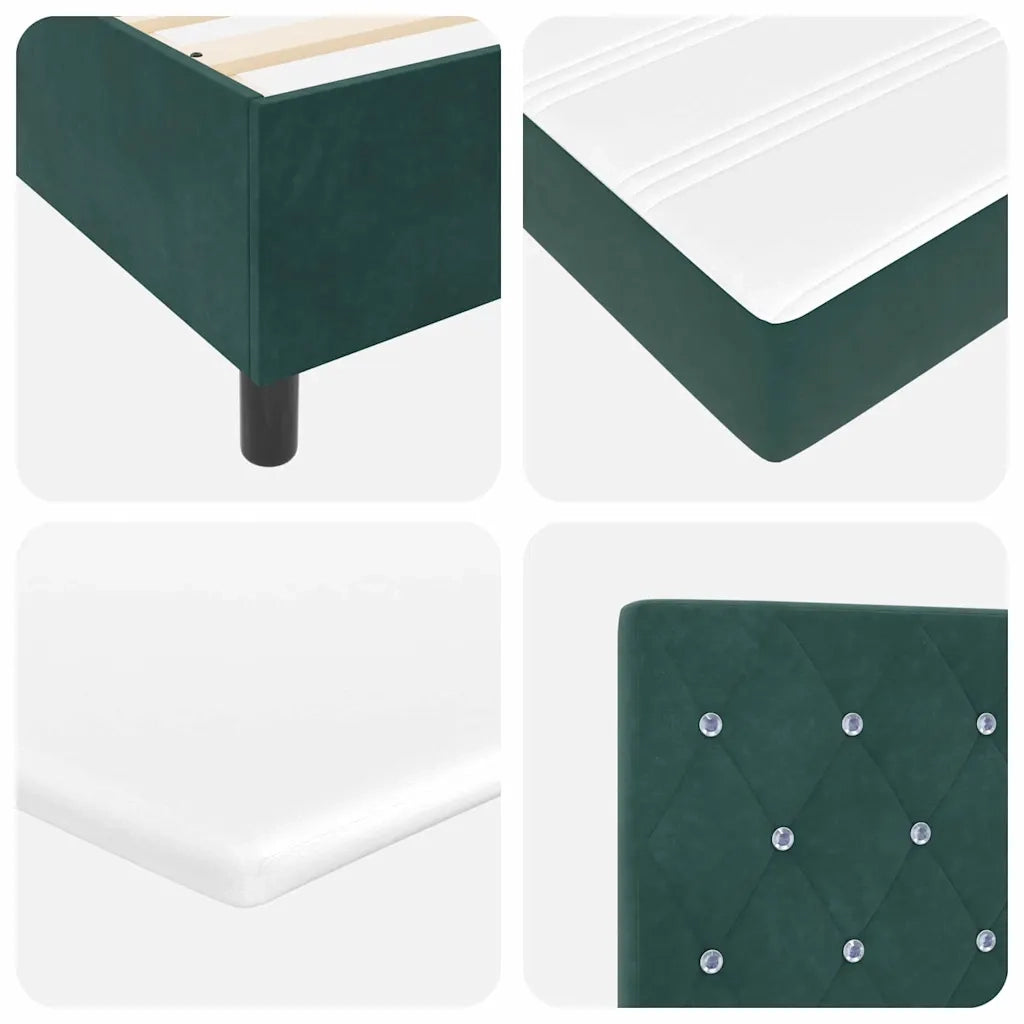 Letto a molle con materasso Verde Scuro 140 x 200 cm Velluto 3341957