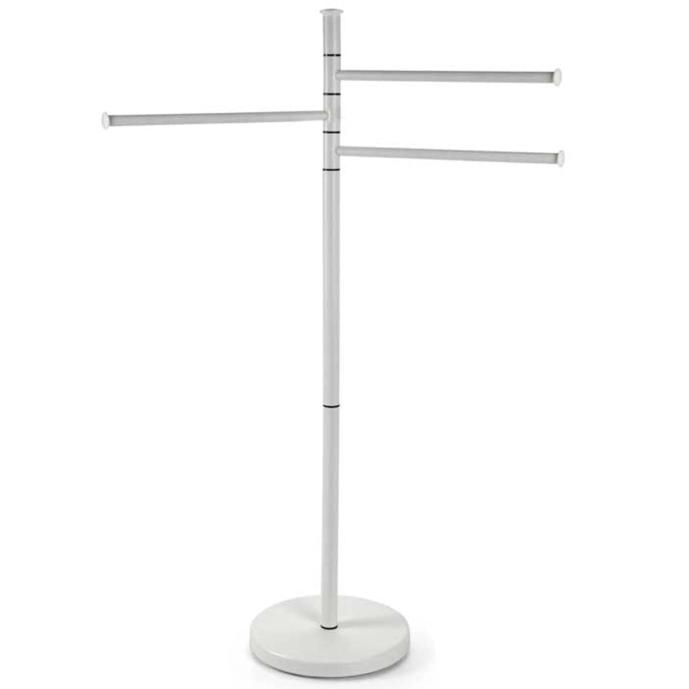 Piantana Portasciugamani Parigi da Bagno 3 Bracci in Metallo Bianco 20 x 83 cm