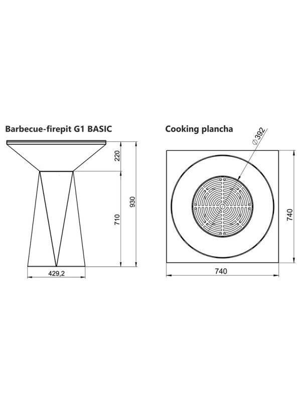 Braciere da giardino, Barbecue con copertura protettiva - G1 Basic grafite