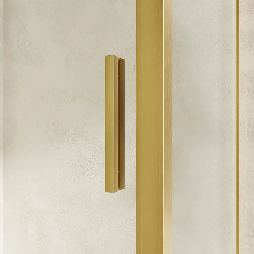 Box doccia slim 160x80cm con porta scorrevole e parete fissa profili oro spazzolato e vetro 6mm trasparente anticalcare h190| Portofino