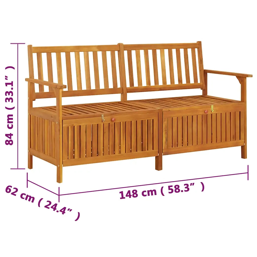 CassaPanca da Giardino | Panchina 148 cm in Legno Massello di Acacia