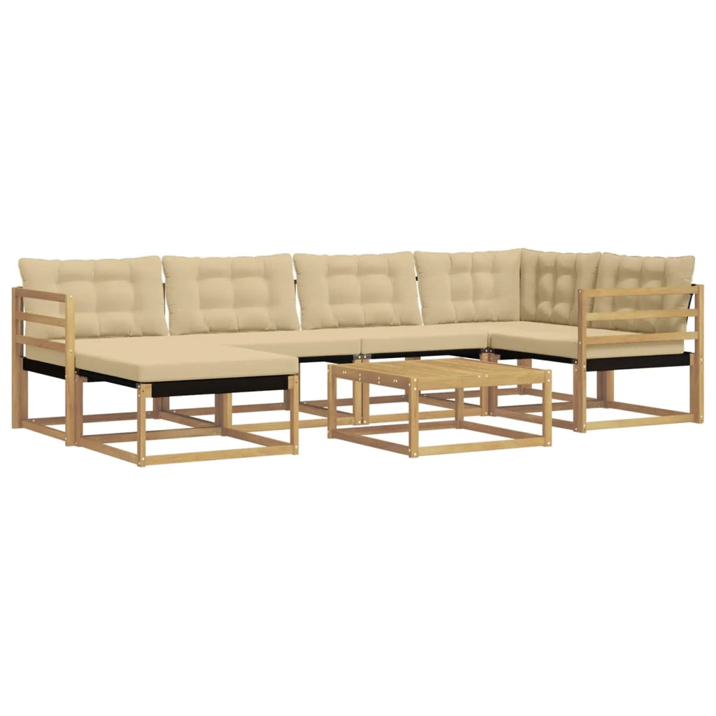 Set di divani da esterno 7 pcs Bianco e Beige 79 x 79 x 37 cm 3388867