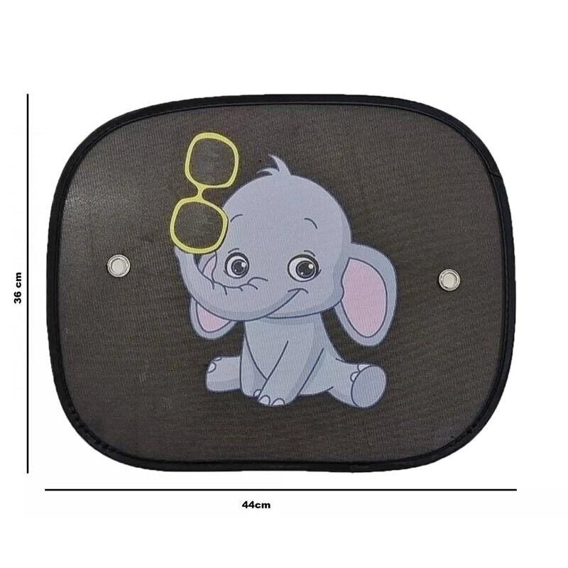 TENDINE 2 PZ PARASOLE PER BAMBINI CON VENTOSE AUTO UNIVERSALI 44X36 CM ELEFANTINO OKX