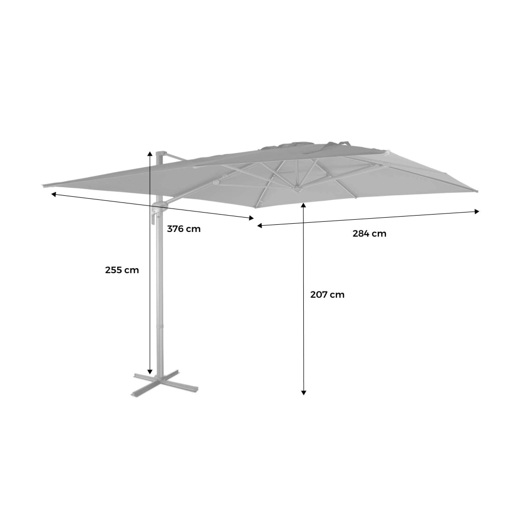 Ombrellone rettangolare decentrato, 3x4m, beige