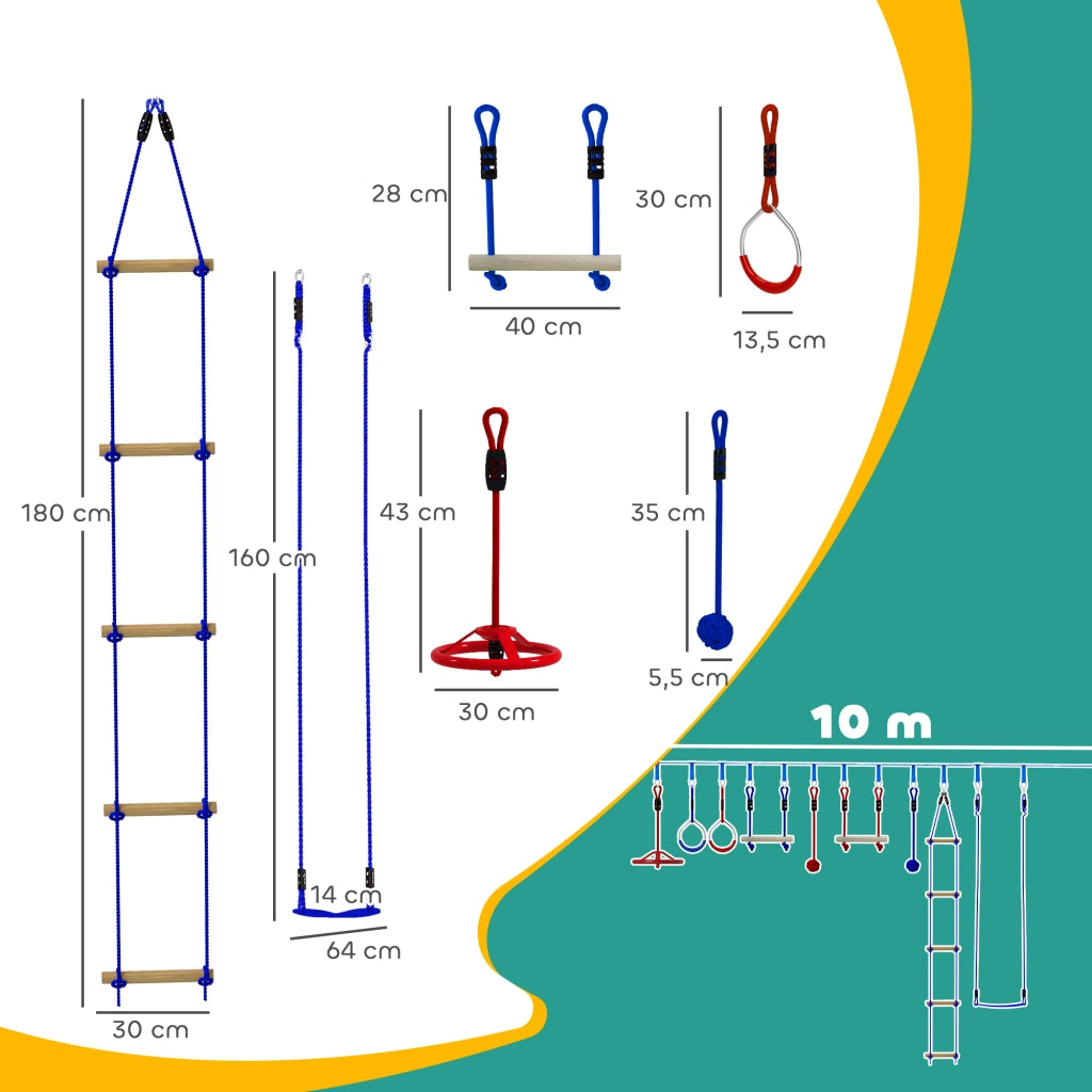 Set da gioco ninja per bambini con slackline e sacco ¨C Minimal ¨C blu