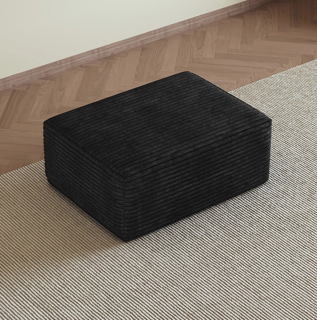 Pouf imbottito senza montaggio in tessuto nero