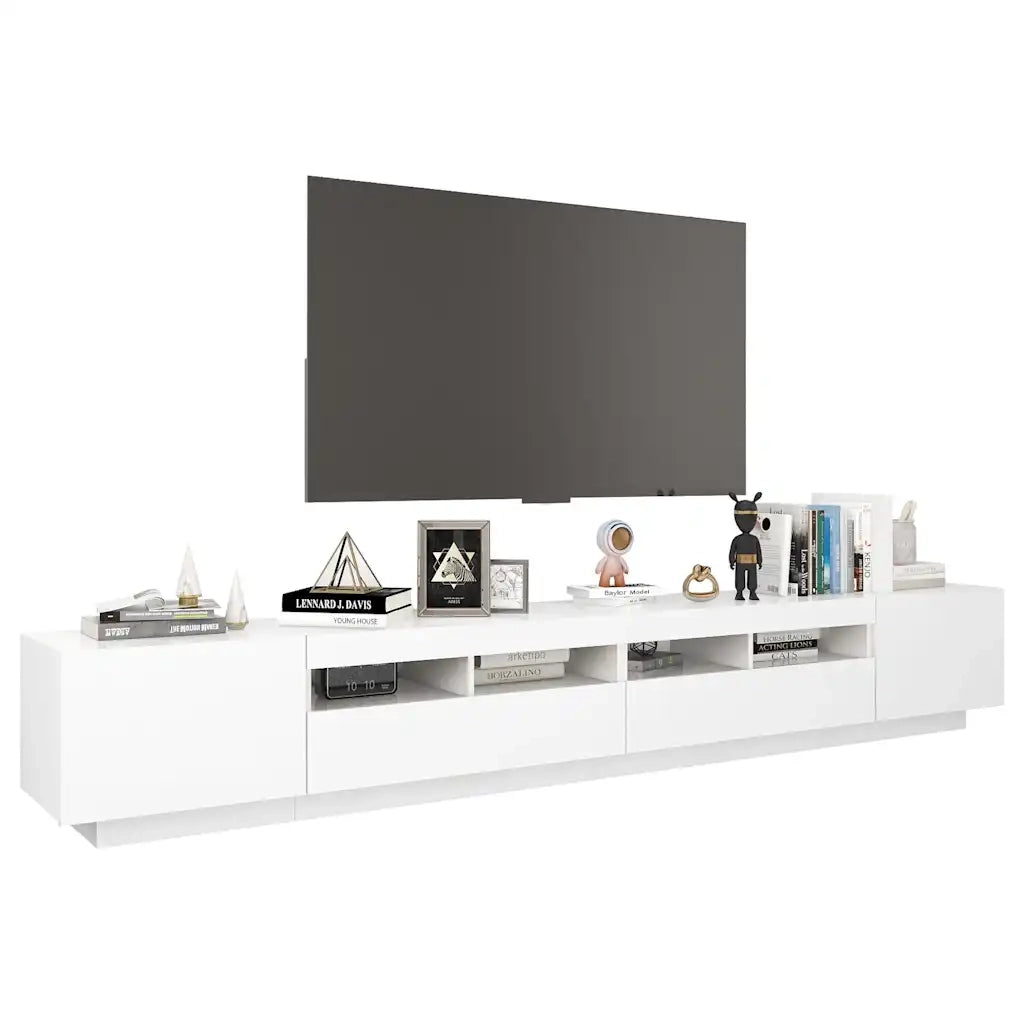 Mobile Porta TV con Luci LED-Credenza TV Bianco 260x35x40 cm