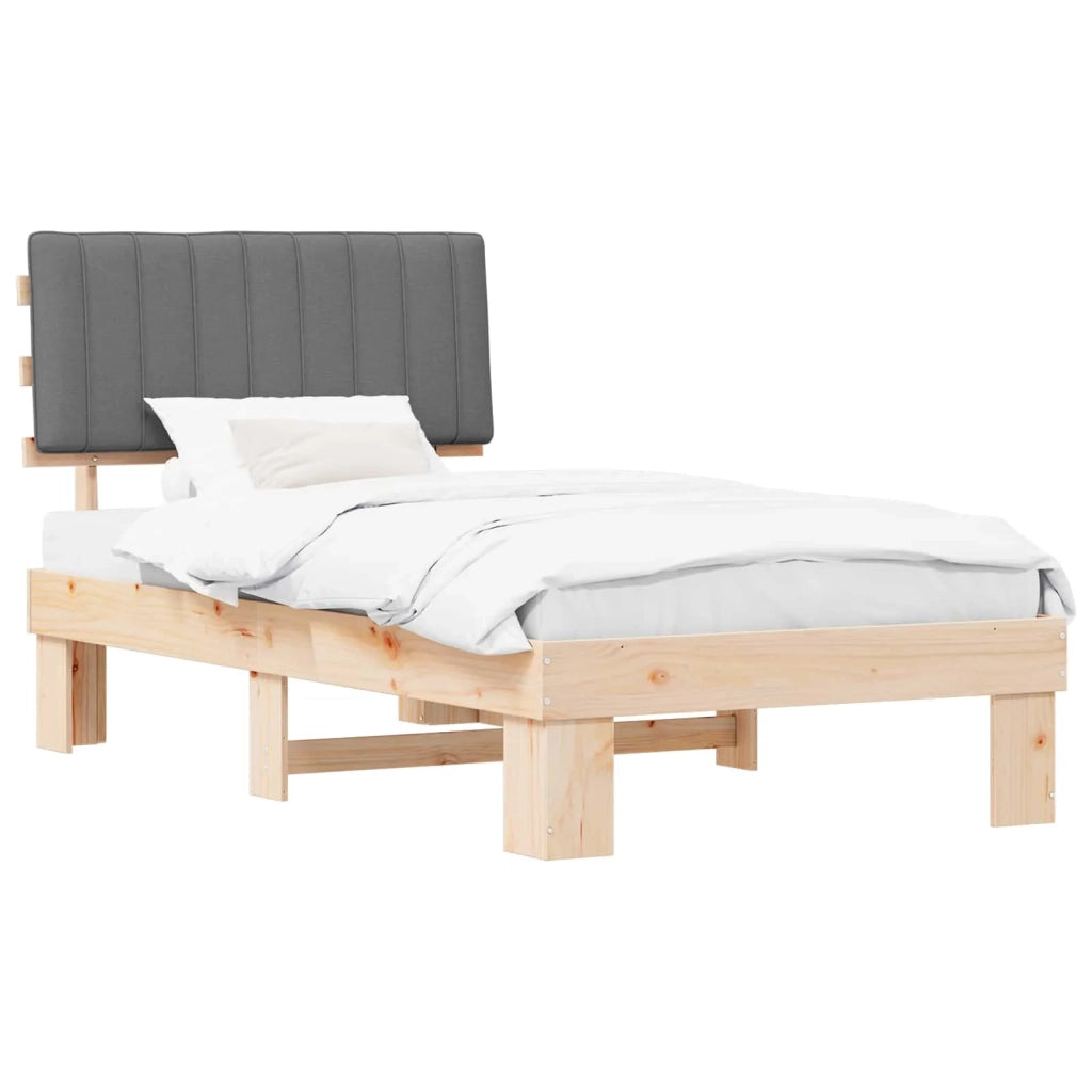 Letto con Testiera Rivestita Grigio chiaro 100 x 200 cm