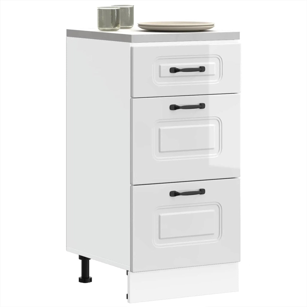 Mobiletto da cucina "Kalmar" Bianco lucido Legno Ingegnerizzato 854242