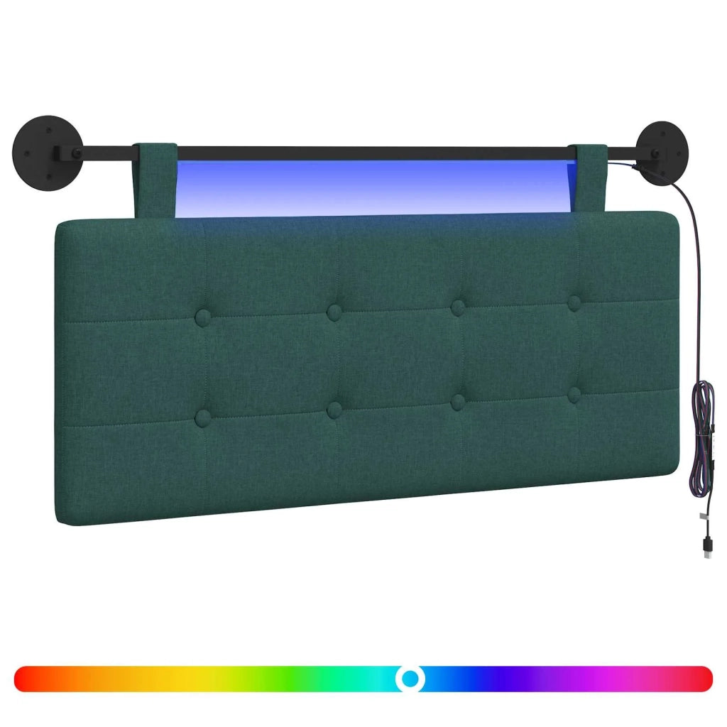 Testiera | Testata sospesa Con luce LED Verde Scuro Tessuto