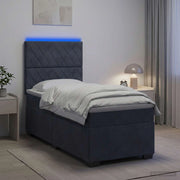 Letto con Box Spring, Materasso e LED Grigio Scuro 90 x 190 cm 3455187