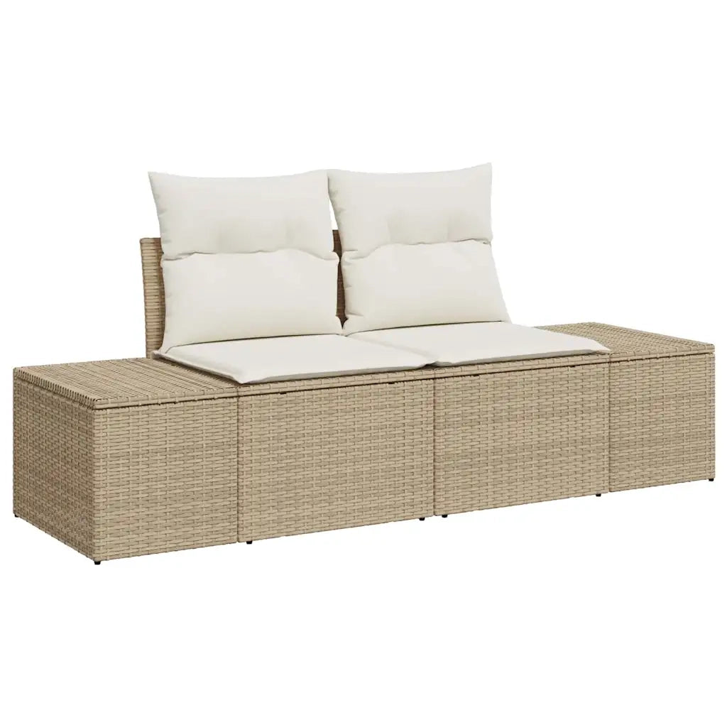 Set Divano da Giardino con cuscino 4 pcs Beige Poly Rattan