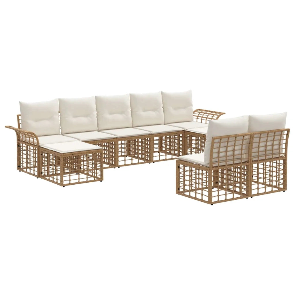 Set di divani da esterno 9 pz Naturale e Bianco Crema 3437766