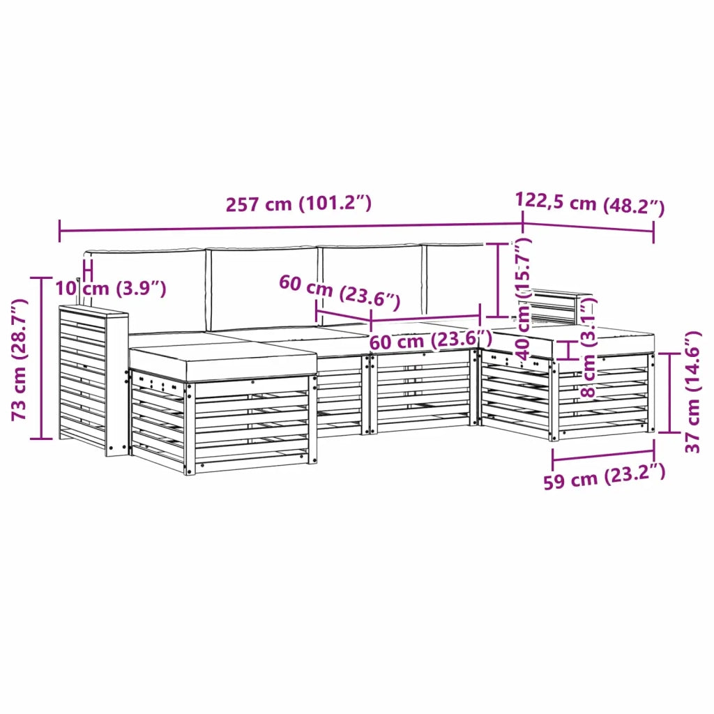Set di divani da esterno 6 pcs Bianco e Beige 3392283