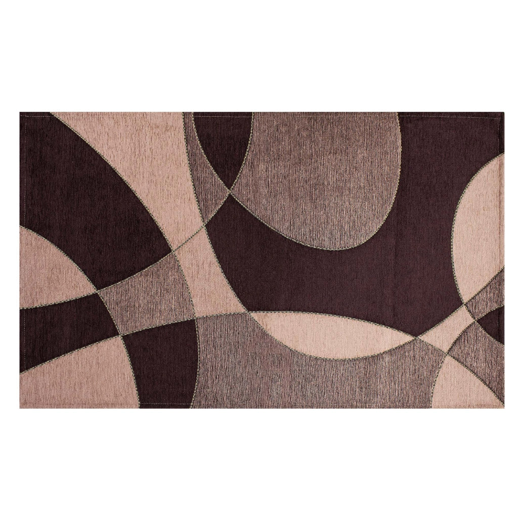 Tappeto Arredo Moderno Morbido in Ciniglia Ingresso Antiscivolo Prodotto Italiano  Soggiorno Camera Salotto Disegni Piazzati Cotone Varie Misure Grande Hills/Vino - 65x300 cm