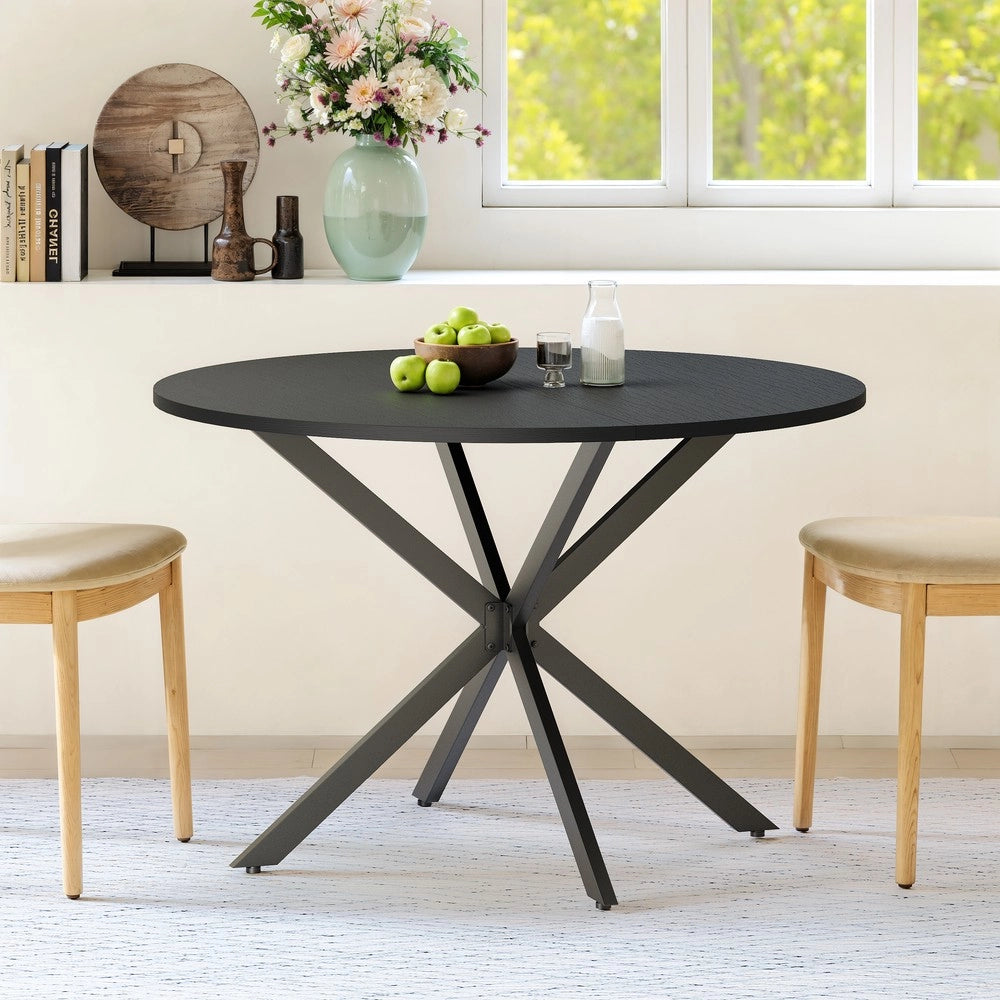 Tavolo Rotondo con Gambe a X ¨C MINIMAL ¨C Nero, 120 cm
