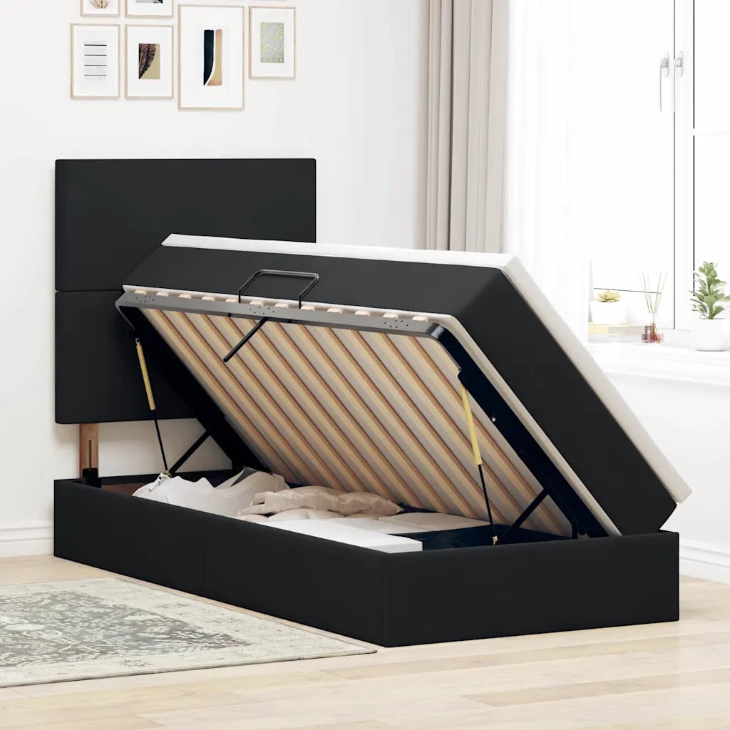 Letto con contenitore LED e materasso Nero 90 x 190 cm Velluto 3372575