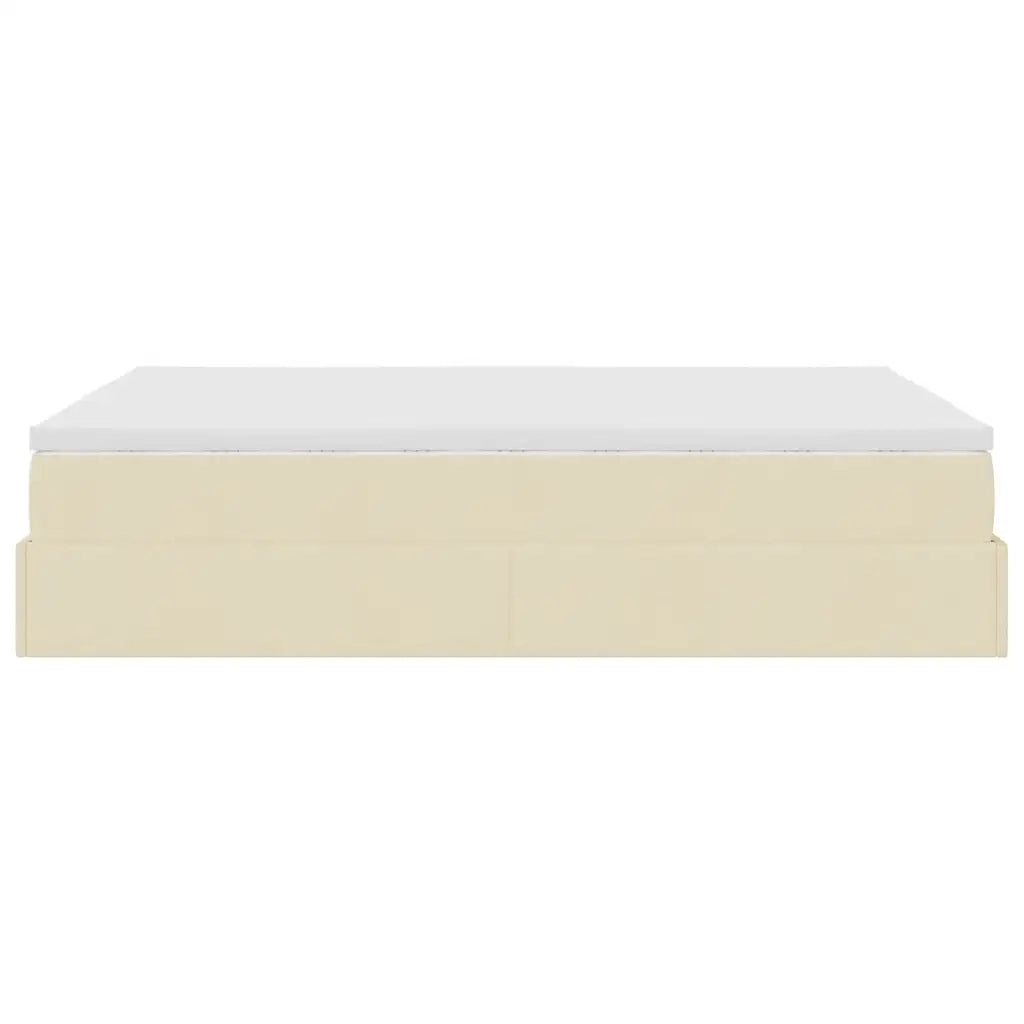 Struttura Letto Pouf con Materasso Crema 140x200 cm in Tessuto 3311118