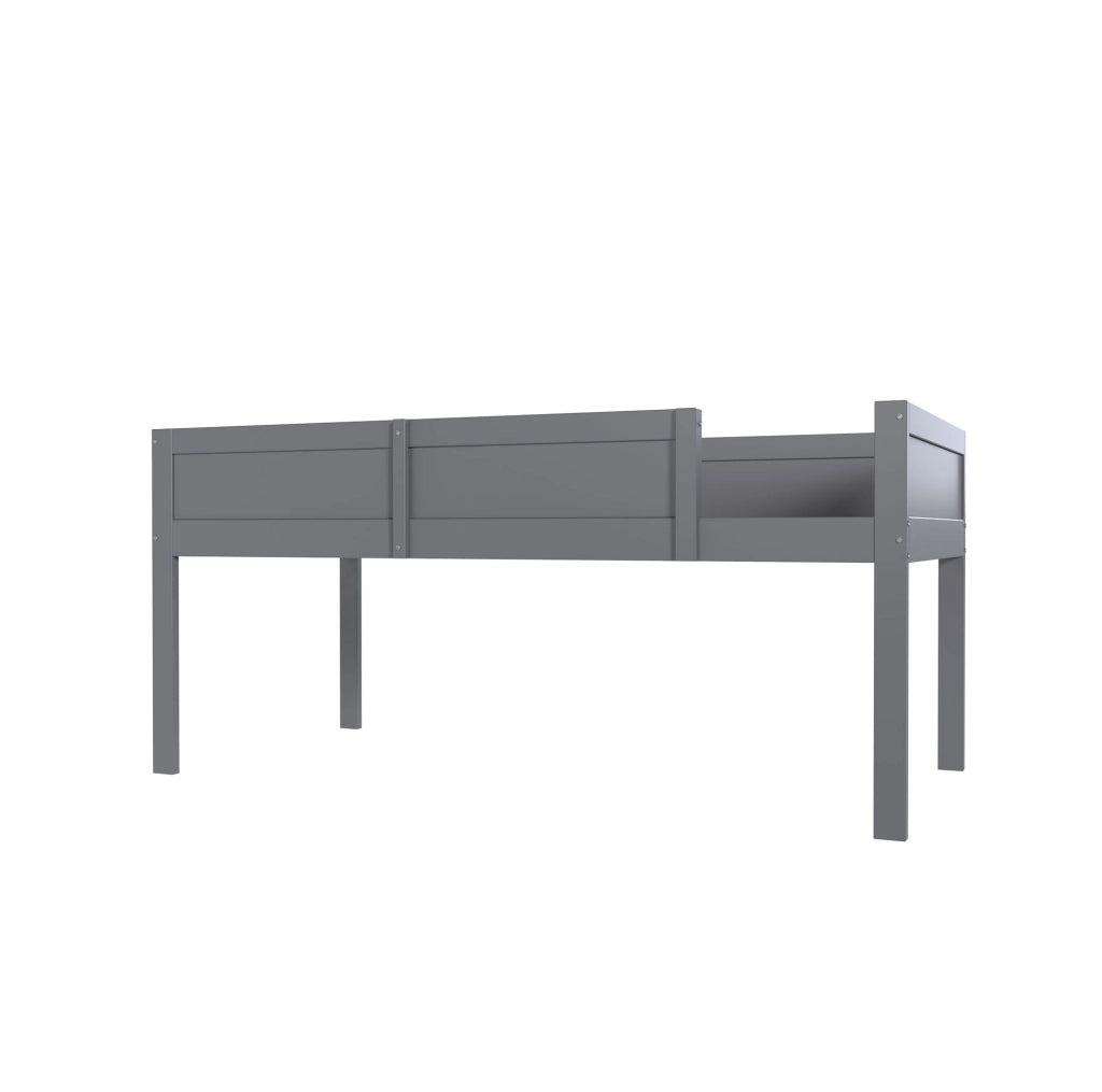 Letto a castello triplo in legno massiccio 90x200 cm con sponde alte, colore grigio