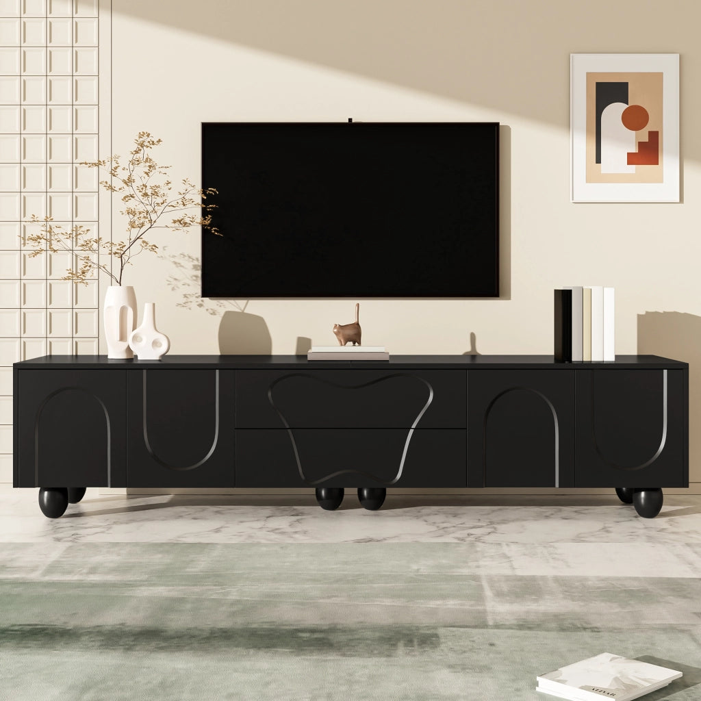 Mobile TV ¨C MINIMAL ¨C Nero, Legno, 180 cm, Soggiorno
