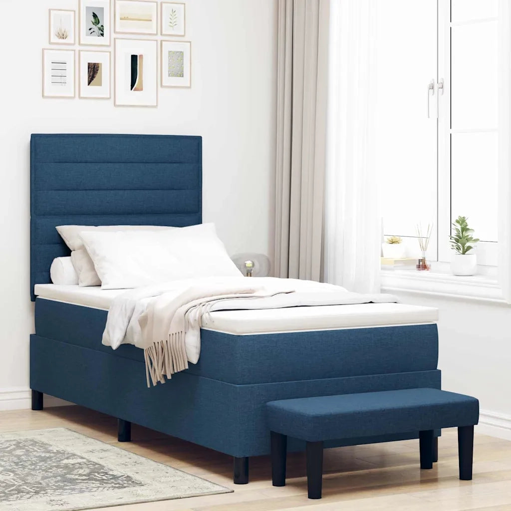 Letto a molle con materasso Blu 100 x 200 cm Tessuto