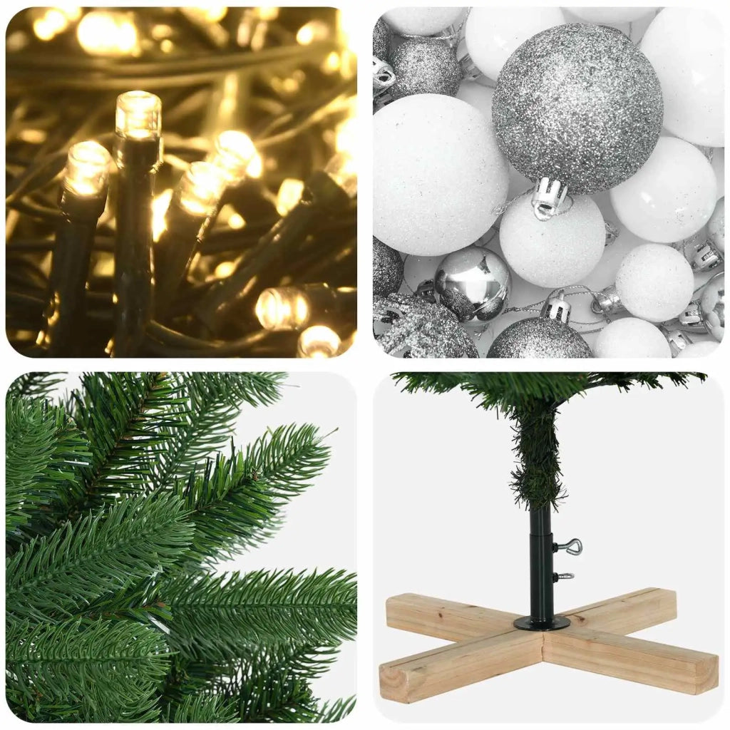 Albero di Natale artificiale con palline 150 cm 150 LED 3461401