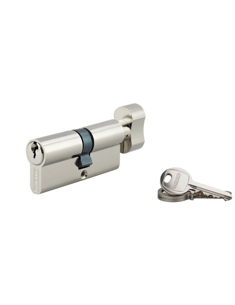 Cilindro SA con pomolo 35 x 30 mm, nichelato, 3 chiavi – THIRARD