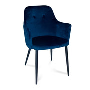 LÚZETE - POLTRONA GUNNAR IN VELLUTO BLU CON GAMBE NERE